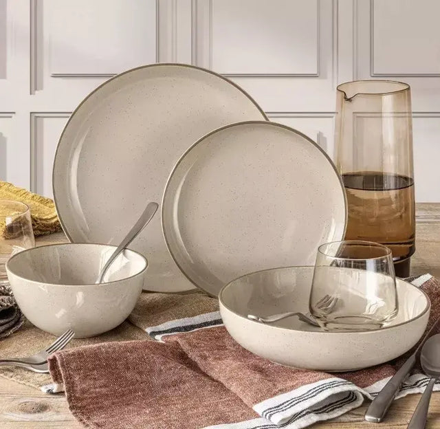 Over & Back Options 16-piece Dinnerware Set - Modern Linen, Stoneware Gift Set