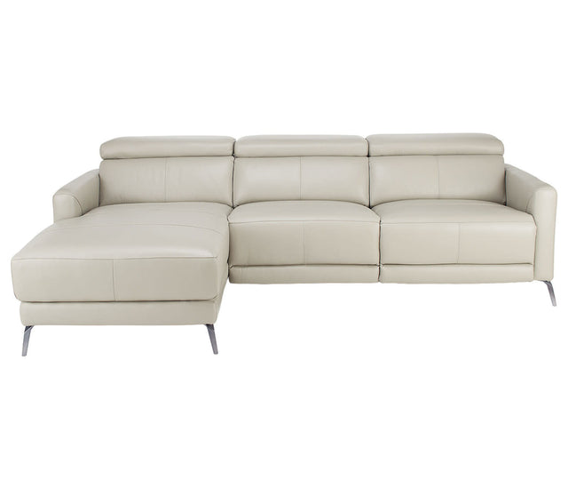 1474285 Brevin Pearl White Leather Power Reclining Sectional