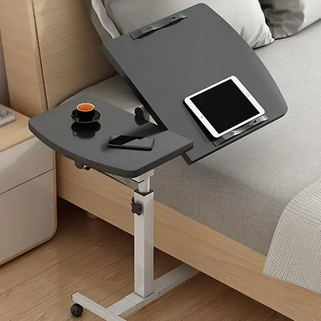 210QR226397-Black KNERS  Foldable Moving Table with Adjustable Height and Wheels for Family Bedrooms, Living Rooms, and Study Rooms