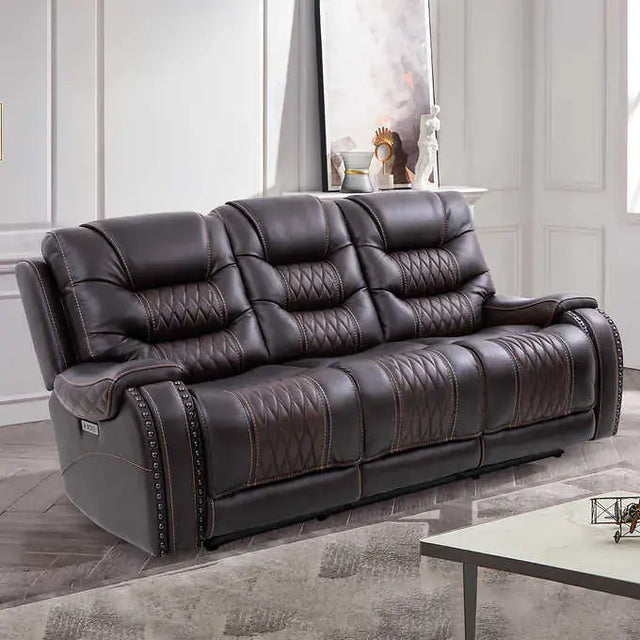 1558190 Sandia Leather Power Reclining Sofa With Power Headrests