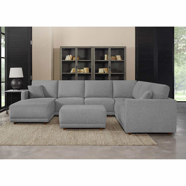 Thomasville Cayson 4-piece Fabric Sectional with Chaise and Ottoman