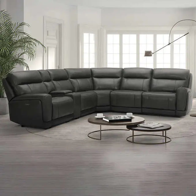 1653287 Lauretta 6-piece Leather Power Reclining Sectional with Power Headrests