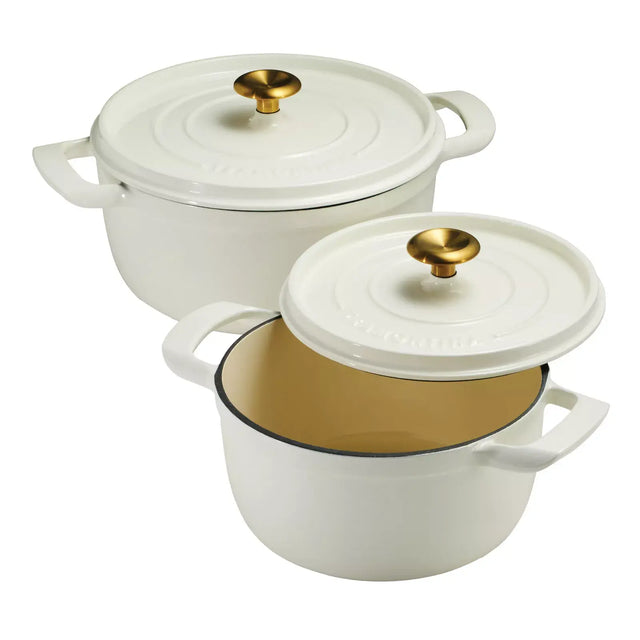 Tramontina 4-Qt & 6-Qt. Enameled Cast Iron Dutch Oven White 4PCS Set