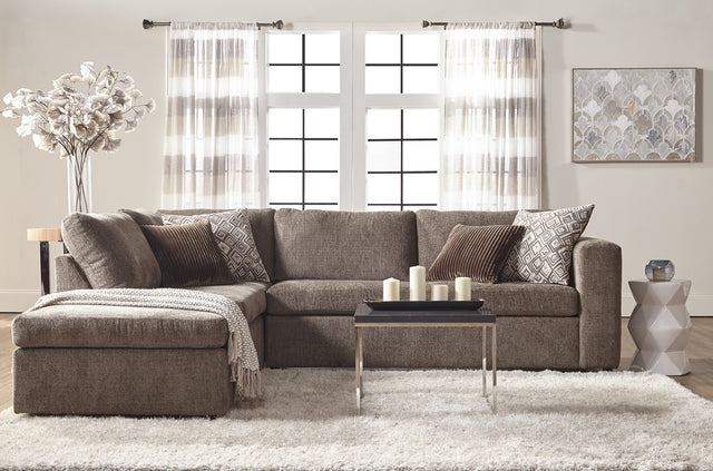 1100 | Angora Tabby - Hughes Furniture Contemporary Sofa Chaise 2-Piece Sectional