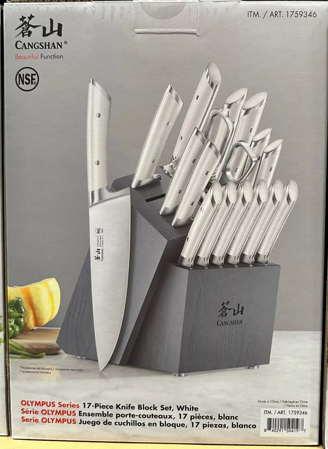 Cangshan Olympus Series German Steel Forged 17-piece Knife Block Set White