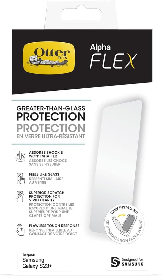 OtterBox Alpha Flex Screen Protector for Galaxy S23+, Flawless Touch Response, Fingerprint Resistant, Precision Fit, Vibrant Clarity