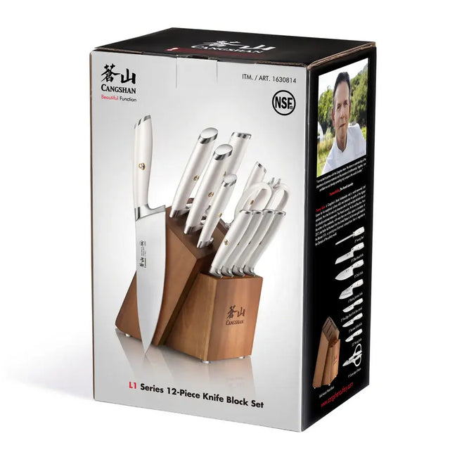 1630814 Cangshan L1 Series 12-Piece Knife Block Set with 4 Steak Knives, Forged German Steel