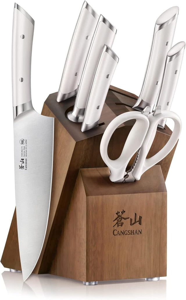 Cangshan HELENA Series German Steel Forged Knife Block Set (8-Piece, White)