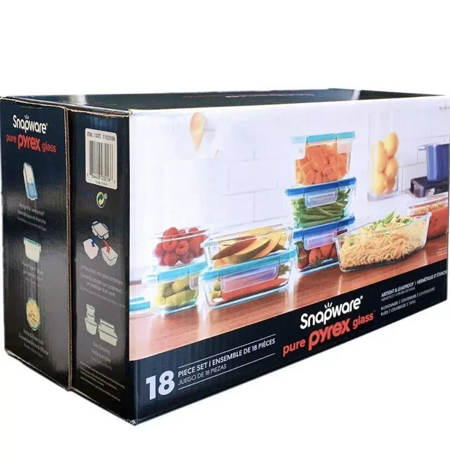 1103106 Snapware Pure Pyrex 18-Piece Glass Food Storage Set