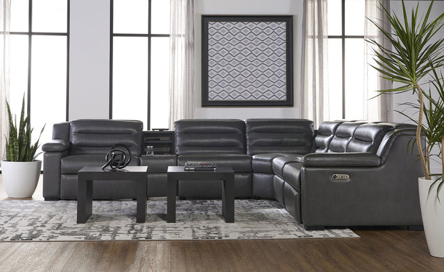 53016 - Hughes Furniture Tanner Iron Power Reclining 6-Piece Sectional