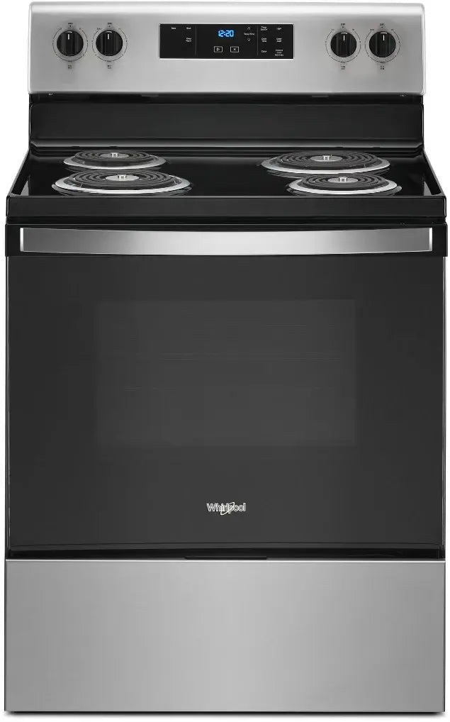 WFC150M0JS Whirlpool 30 in. 4.8 cu.ft. 4 Burner Element Electric Range with Keep Warm Setting in Stainless Steel with Storage Drawer