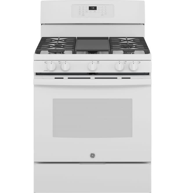 JGB735DP1WW 30 in. 5.0 cu. ft. Gas Range with Self-Cleaning Convection Oven and Air Fry in White