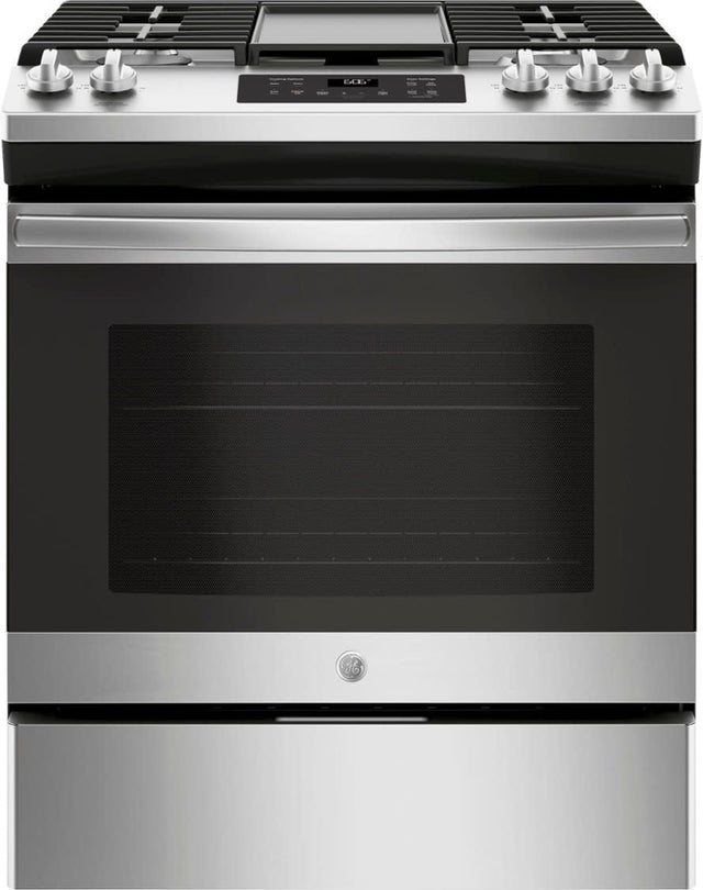 JGSS66SELSS30 in. 5.3 cu. ft. Slide-In Gas Range in Stainless Steel with Griddle