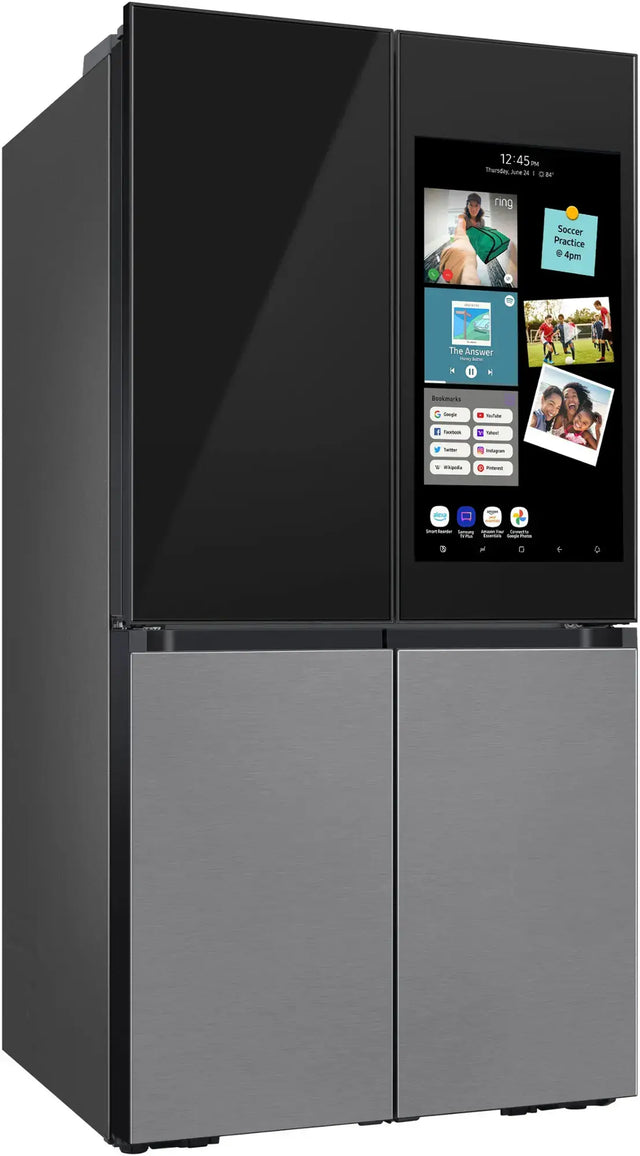 RF29CB9900QK  - Samsung Bespoke 4-Door Flex™ Refrigerator (29 cu. ft.) with Family Hub™+ in Charcoal Glass Top and Stainless Steel Bottom Panels