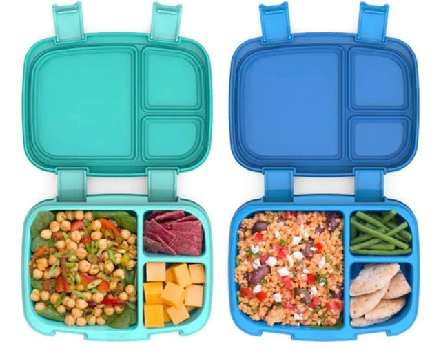 Bentgo Fresh (Blue/Green 2 PACK) - New & Improved Leak-Proof, Versatile 4-Compartment Bento-Style Lunch Box