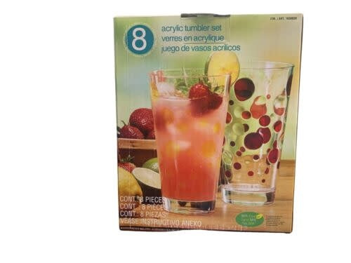 Pandex Polka Dot Acrylic Tumbler Set, 24 Ounce (Pack of 8)