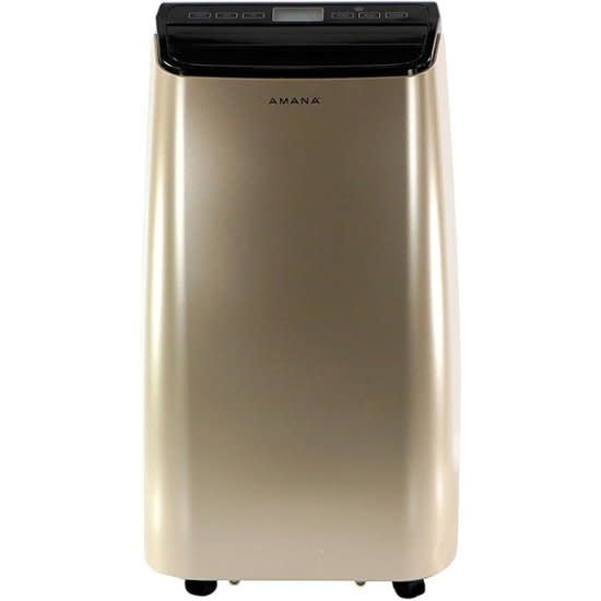 Amana 7,500 BTU Portable Air Conditioner Cools 500 Sq. Ft. with LCD Display,  Auto-Restart and Wheels in Gold