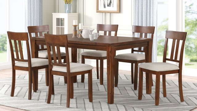 D424-7 Contemporary Style Dining Set In A Medium Brown Finish