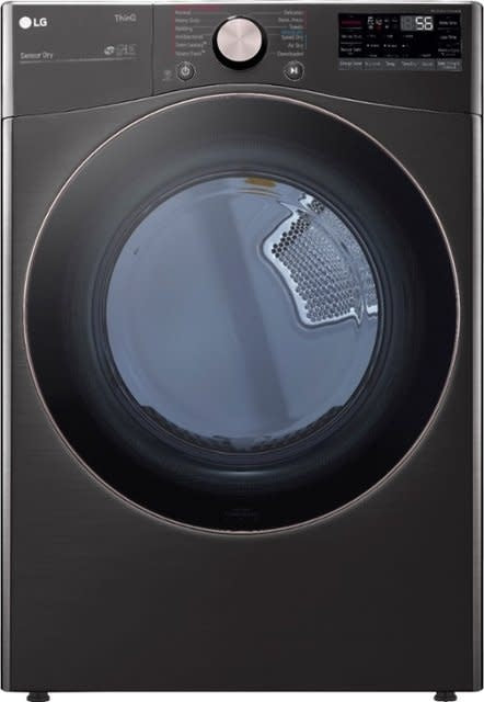 DLEX4000B 7.4 cu. ft. Ultra Large Black Steel Smart Electric Vented Dryer with Sensor Dry, TurboSteam & Wi-Fi Enabled