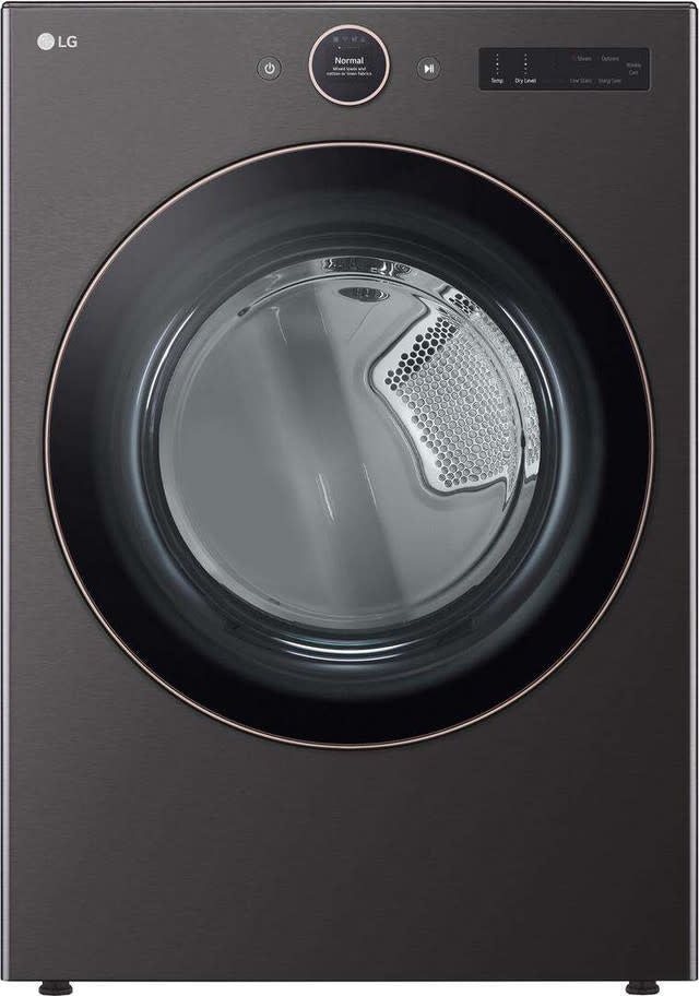 DLEX6500B 7.4 cu. ft. Vented Stackable SMART Electric Dryer in Black Steel with TurboSteam and AI Sensor Dry Technology