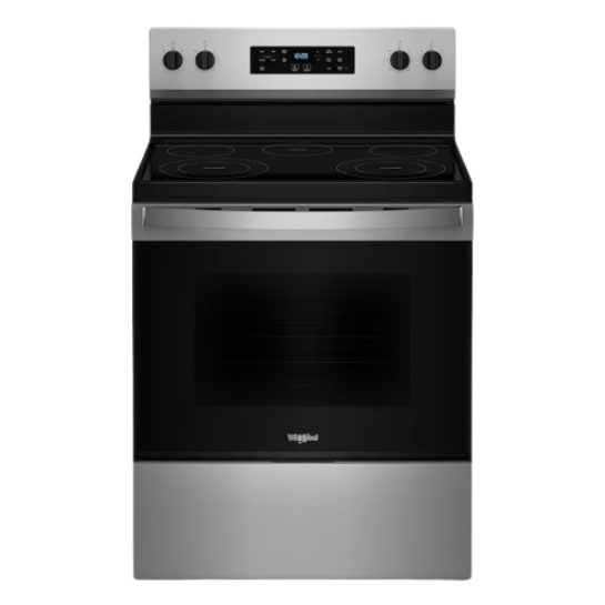 WFES3330RZ Whirlpool 30-in Glass Top 5 Burners 5.3-cu ft Steam Cleaning Freestanding Electric Range (Fingerprint Resistant Stainless Steel)