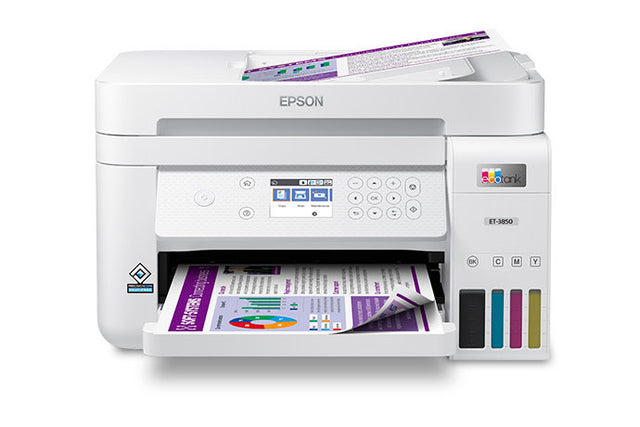 Epson EcoTank ET-3850 Wireless Color All-in-One Cartridge-Free Supertank Printer with Scanner, Copier, ADF and Ethernet