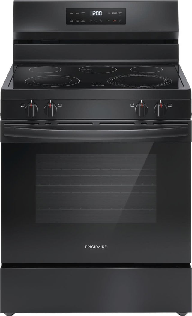 FCRE3062AB Frigidaire 30-in Glass Top 5 Burners 5.3-cu ft Steam Cleaning Freestanding Electric Range (Black)