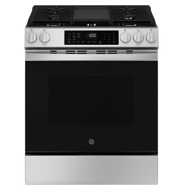 GGS60LAV1FS GE® 30" Slide-In Front-Control Convection Gas Range with No Preheat Air Fry and EasyWash™ Oven Tray