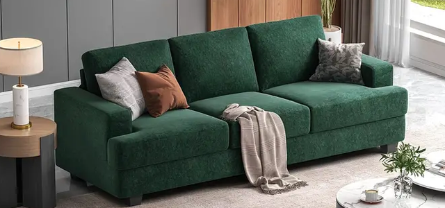 210GN175891 - Green Modern Loveseat 3-Seat Sofa Couch with Deep Seats for Living Room