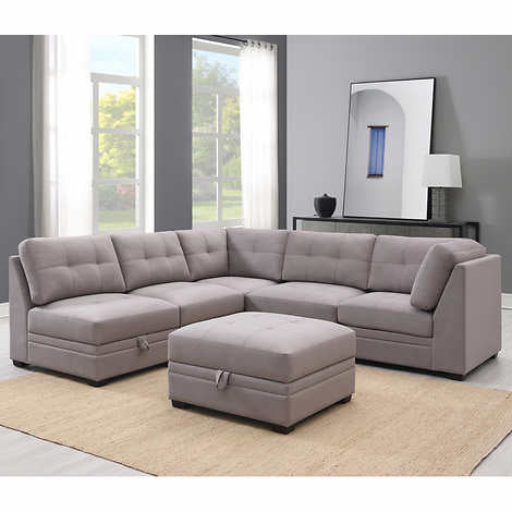 1646062 Vaughnn 6-piece Fabric Modular Sectional with Storage