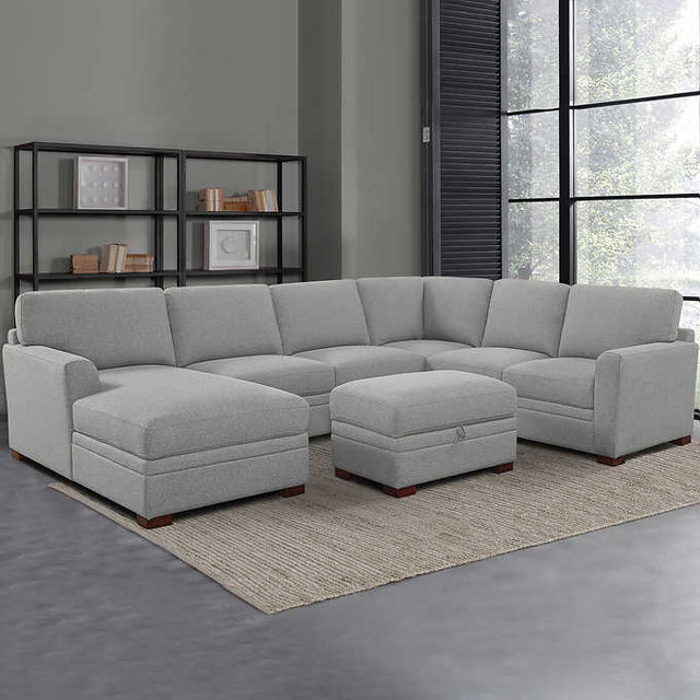 1644998 Thomasville Langdon Fabric Sectional with Storage Ottoman