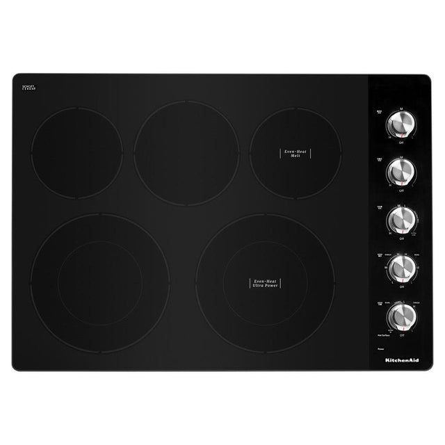 KCES550HBL 30 in. Radiant Electric Cooktop in Black with 5-Elements and Knob Controls