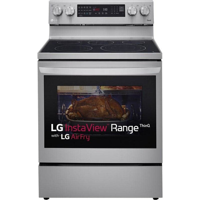 GD/ LREL6325F 6.3 cu. ft. Smart True Convection InstaView Electric Range Single Oven with Air Fry in Printproof Stainless Steel