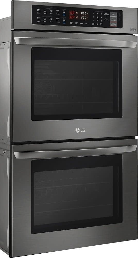 30 in. Double Electric Wall Oven Self-Cleaning with Convection and EasyClean in Black Stainless Steel