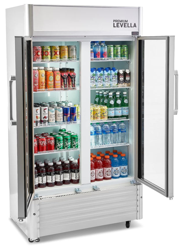 PRN165DX Premium Levella  Professional 16-cu ft 2-Door Merchandiser Commercial Refrigerator (Silver)