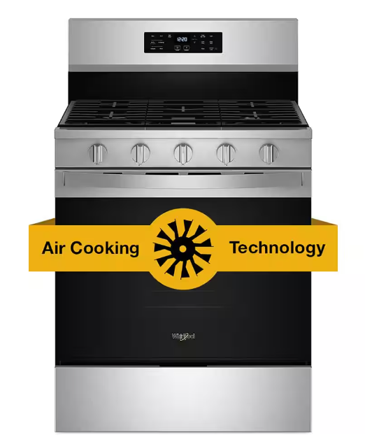 WFGS5030RZ Whirlpool 30-inch Gas Range with Air Cooking Technology, No Preheat Air Fry and Air Baking and Self Clean