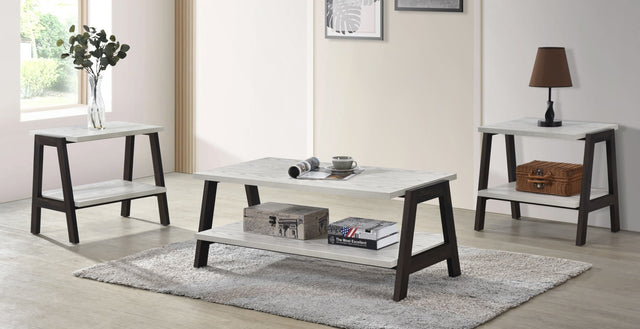 T620-3 NATIONWIDE Contemporary 3 Pack Tables in Two Tone Finish Stone Woodgrain