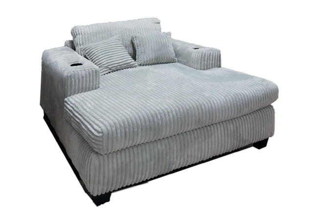 U11CH - Extra Large Mega Chaise Lounge in Grey with Two Cup Holders