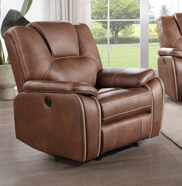 U124R - NATIONWIDE Power Recliner Saddle Brown