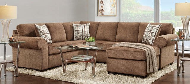 U220 - NATIONWIDE Three Piece Sectional With Movable Chaise Option BROWN COLORED