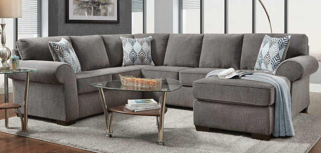 U221 -  NATIONWIDE Three Piece Sectional With Movable Chaise Option GREY COLORED