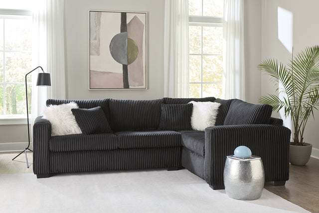 U325 - NATIONWIDE 2pc. Black Fluffy Sectional