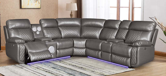 U36 - Modern Style 3 Pc Power Motion Sectional in Grey