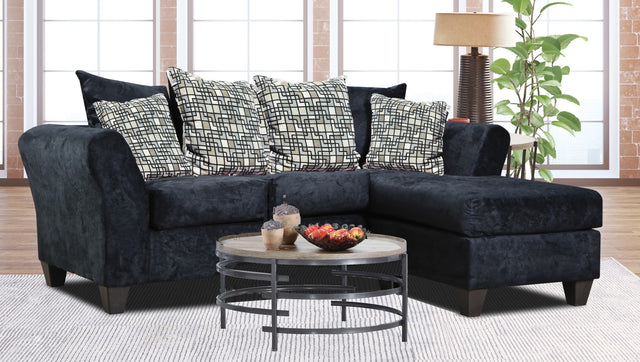 U401-2 NATIONWIDE Contemporary 2pc. Sectional In A Black Micro Fiber Fabric