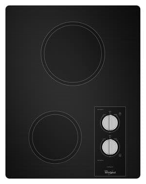 WHIRLPOOL W5CE1522FB 15 in. Ceramic Radiant Glass Electric Cooktop in Black with 2 Elements