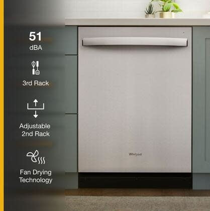 WDT730HAMZ- Whirlpool Top Control 24-in Built-In Dishwasher (Fingerprint Resistant Stainless Steel) ENERGY STAR, 51-dBA