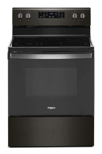 WFE505W0JV 5.3 cu. ft. Whirlpool® electric range with Frozen Bake™ technology.